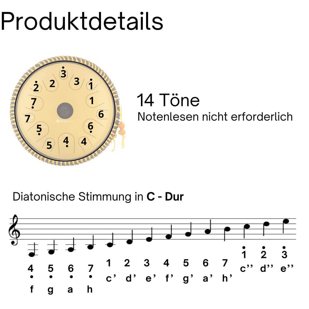 Sonodrum Zungentrommel - "Exclusive" - Handgefertigt - 38cm - 14 Zungen - C-Dur