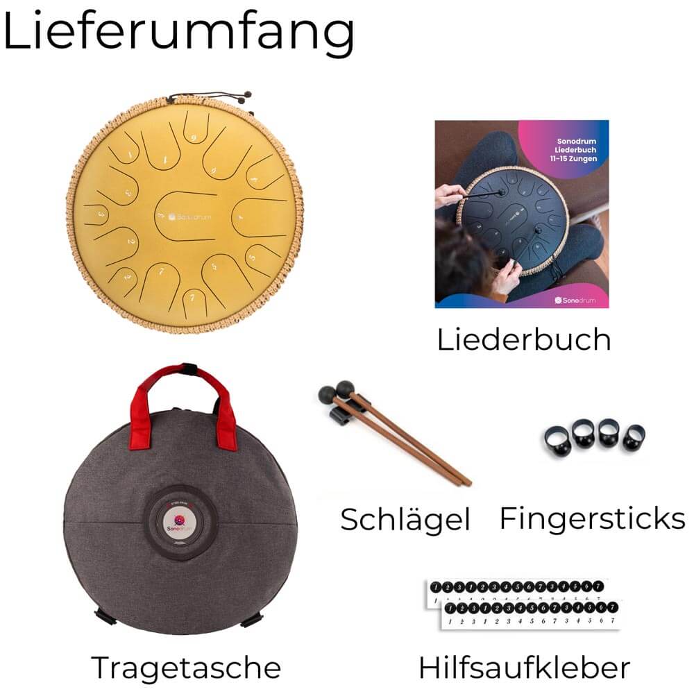 Sonodrum Zungentrommel - "Premium" - Handgefertigt - 35,5cm - 15 Zungen - C-Dur