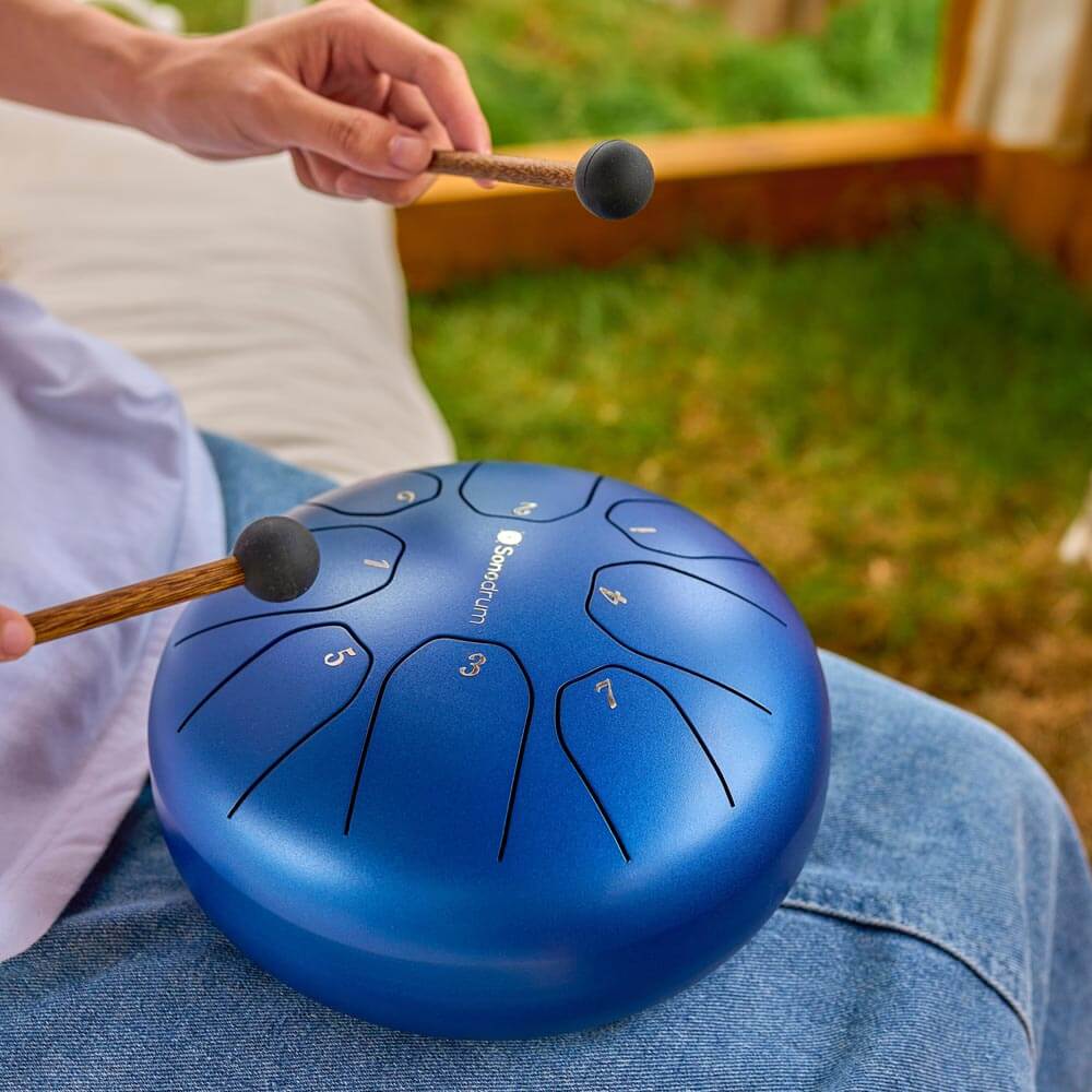Sonodrum „Standard“ Rhythmus-Set – Zungentrommel (14/20 cm) + Happy Beatz Lernkarten & Videokurs | Floh im Ohr TV