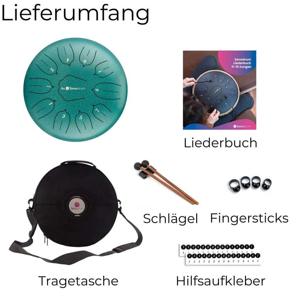(NEU) Sonodrum Zungentrommel - "Standard" - Handgefertigt - 30cm - 11 Zungen - C-Dur