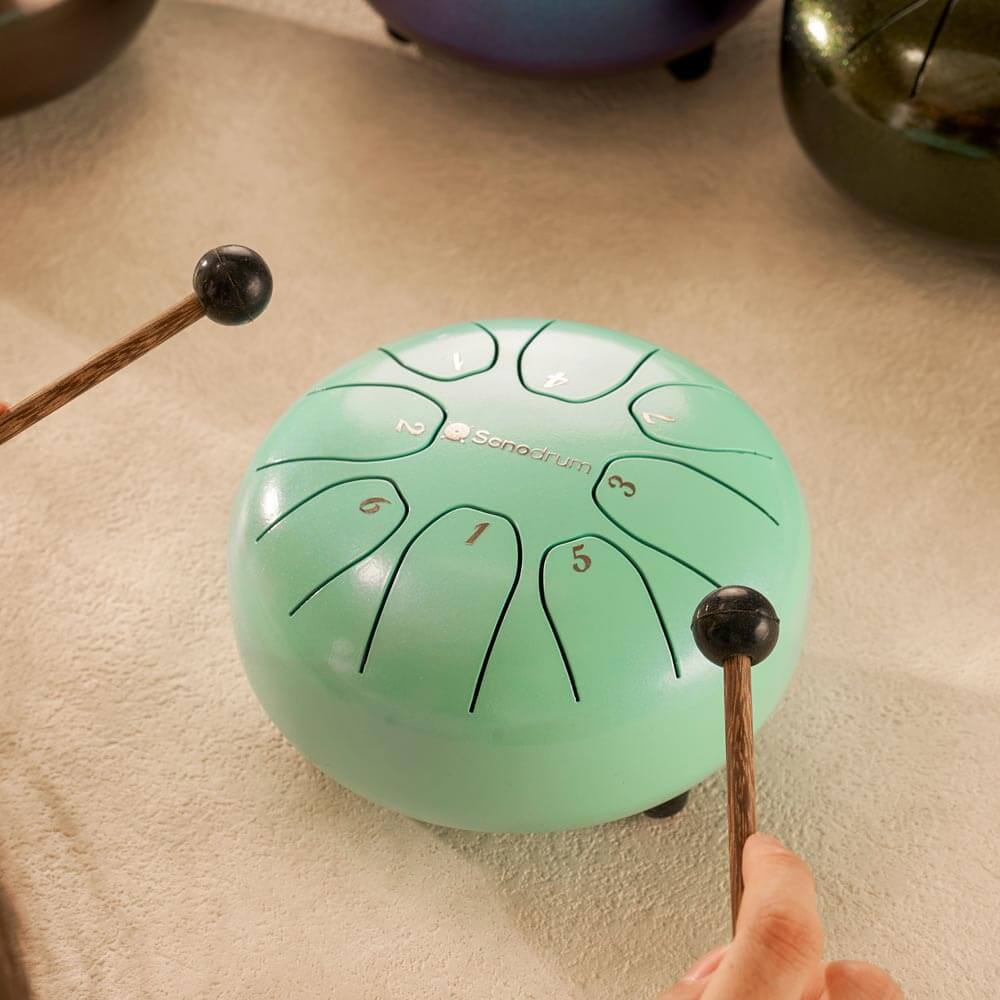 Sonodrum „Standard“ Rhythmus-Set – Zungentrommel (14/20 cm) + Happy Beatz Lernkarten & Videokurs | Floh im Ohr TV
