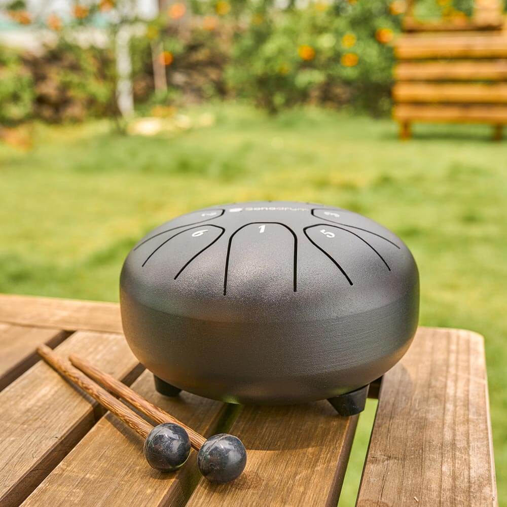 Sonodrum „Standard“ Rhythmus-Set – Zungentrommel (14/20 cm) + Happy Beatz Lernkarten & Videokurs | Floh im Ohr TV