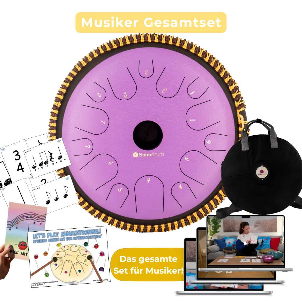 Sonodrum - Exclusive 14 Zungen Set - Let’s Play Zungentrommel, Notenschnutzies & Happy Beatz - Floh im Ohr TV