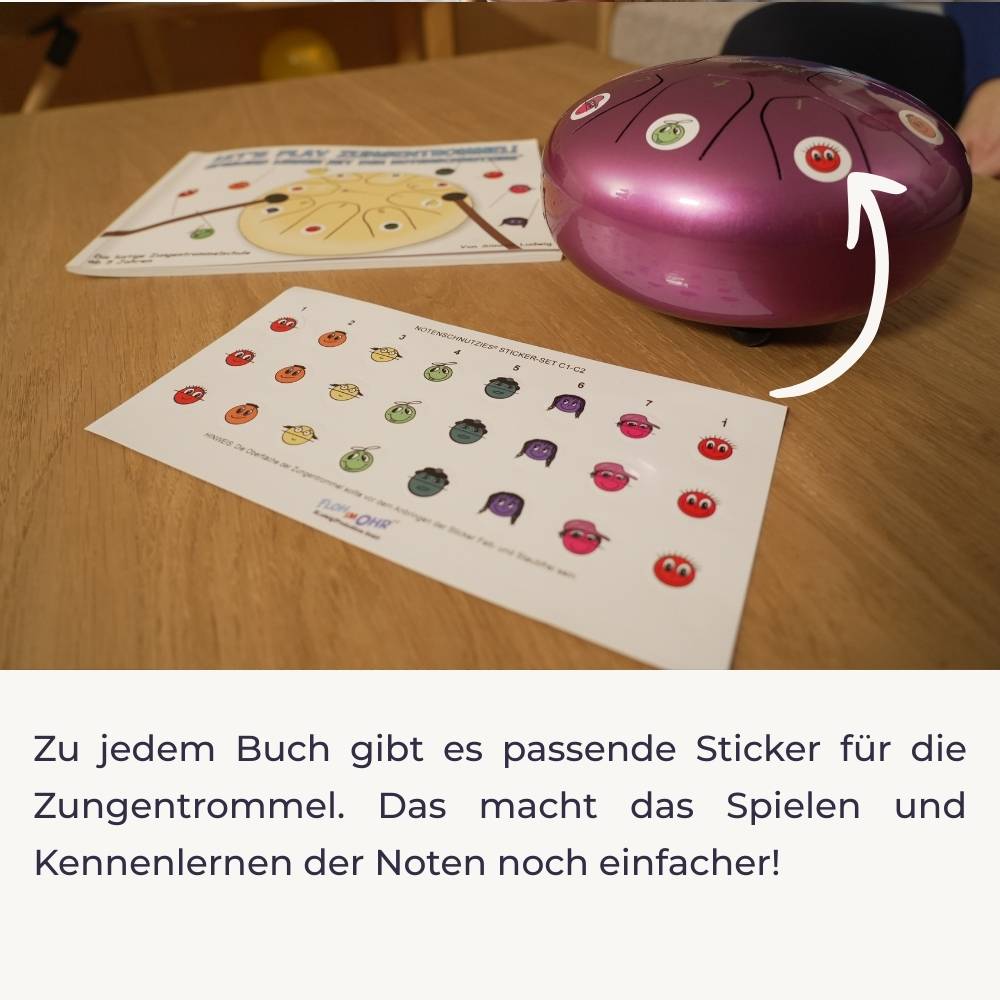 Sonodrum - Premium 15 Zungen Set - Let’s Play Zungentrommel, Notenschnutzies & Happy Beatz - Floh im Ohr TV