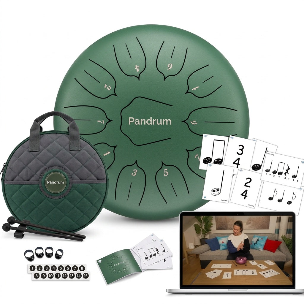 Pandrum „Standard" 30 cm – Rhythmus & Feeling Set (11 Zungen + Happy Beatz Karten)