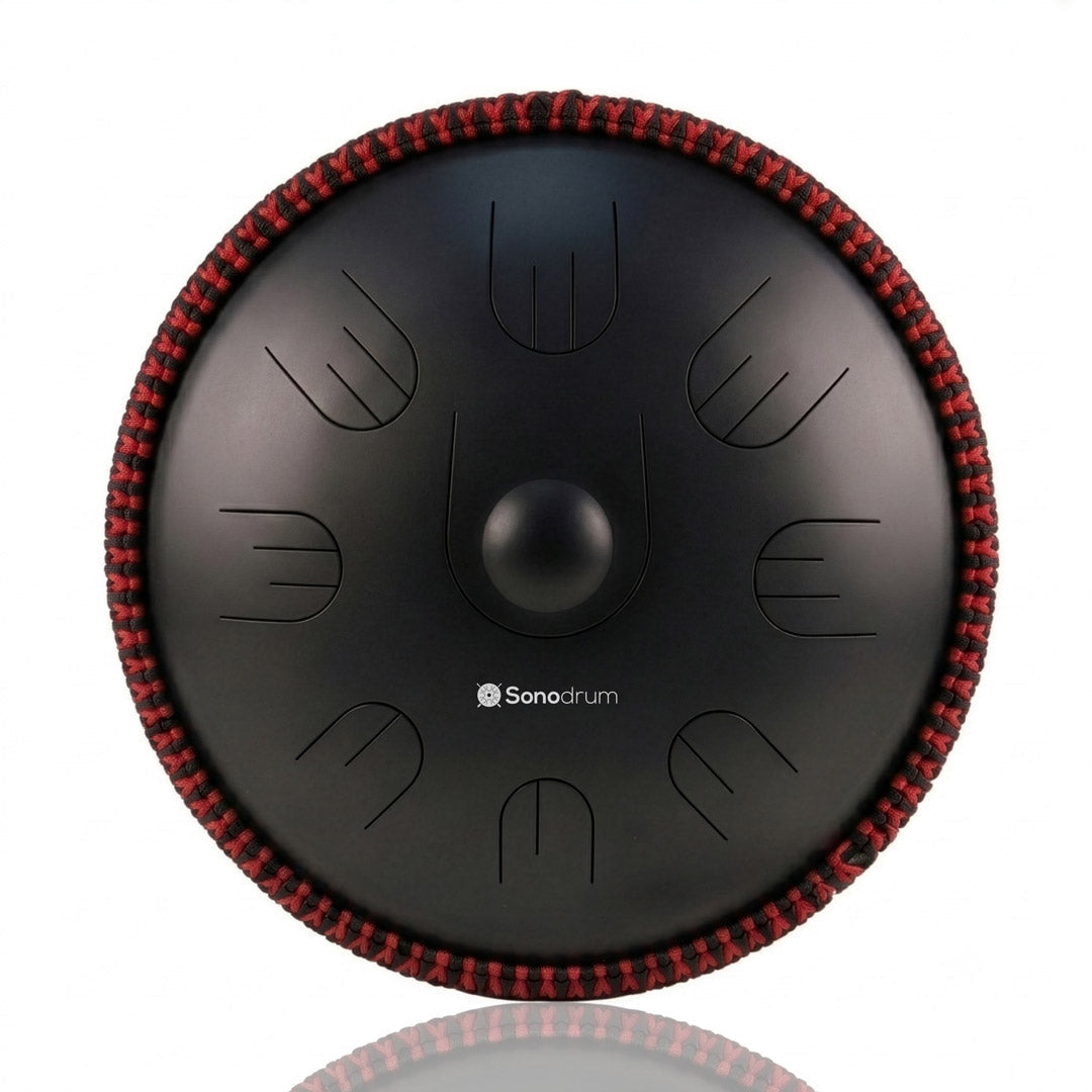 Sonodrum „Handpan Hybrid“ - handgefertigte Handpan-Alternative - 35,5cm - 9 Zungen - D-Kurd