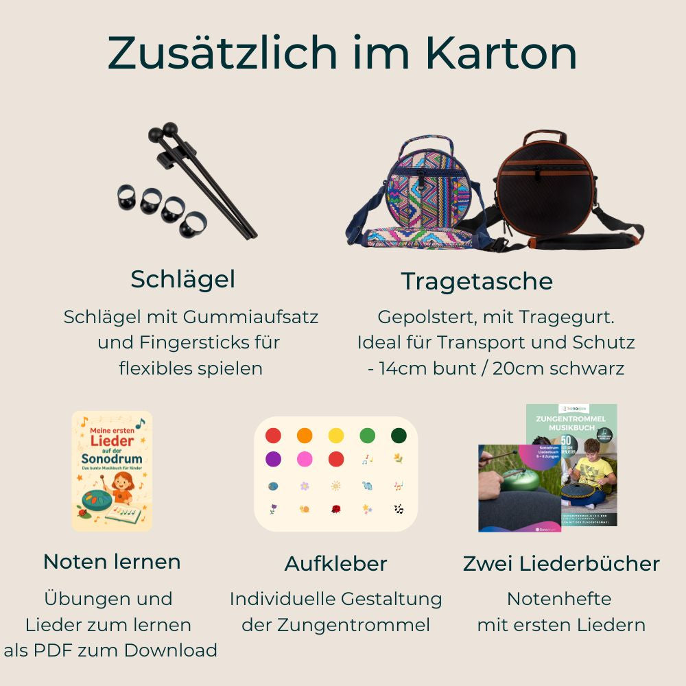 Sonodrum Zungentrommel - Kinder Starter Set - Standard 14 / 20 cm