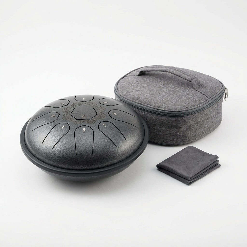 Komplett-Set — Tongue Drum Mandala 15 Zungen + Tasche + Schlägel + E-Book