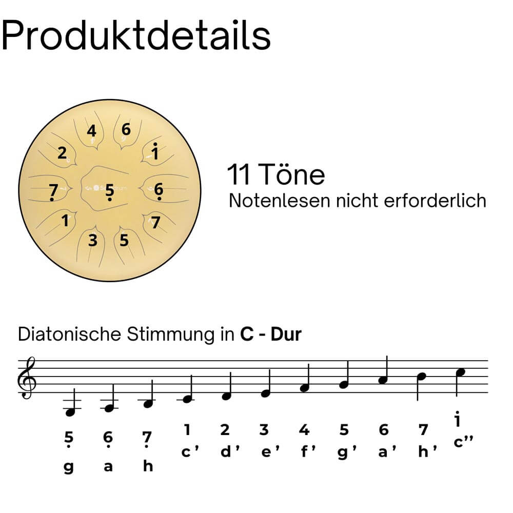 (NEU) Sonodrum Zungentrommel - "Standard" - Handgefertigt - 30cm - 11 Zungen - C-Dur