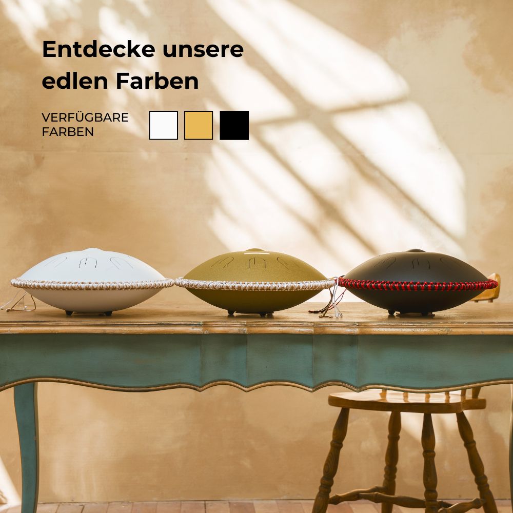 Sonodrum „Handpan Hybrid“ - handgefertigte Handpan-Alternative - 35,5cm - 9 Zungen - D-Kurd