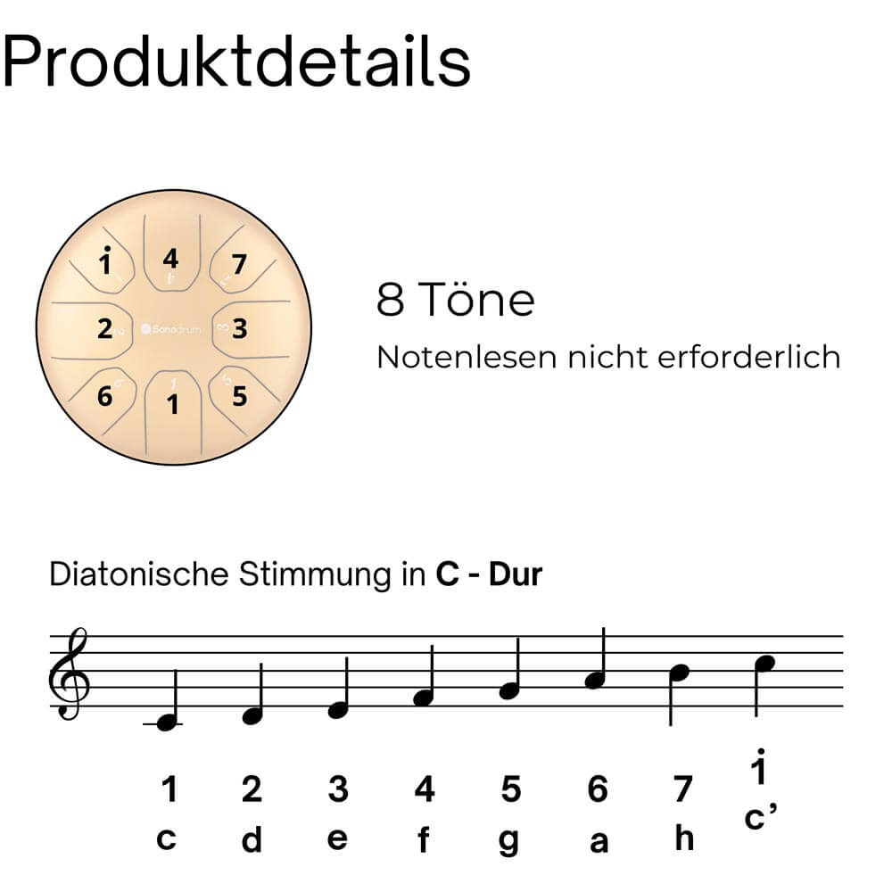 Sonodrum Zungentrommel - "Standard" - Handgefertigt - (14cm / 20cm) - 8 Zungen - C-Dur