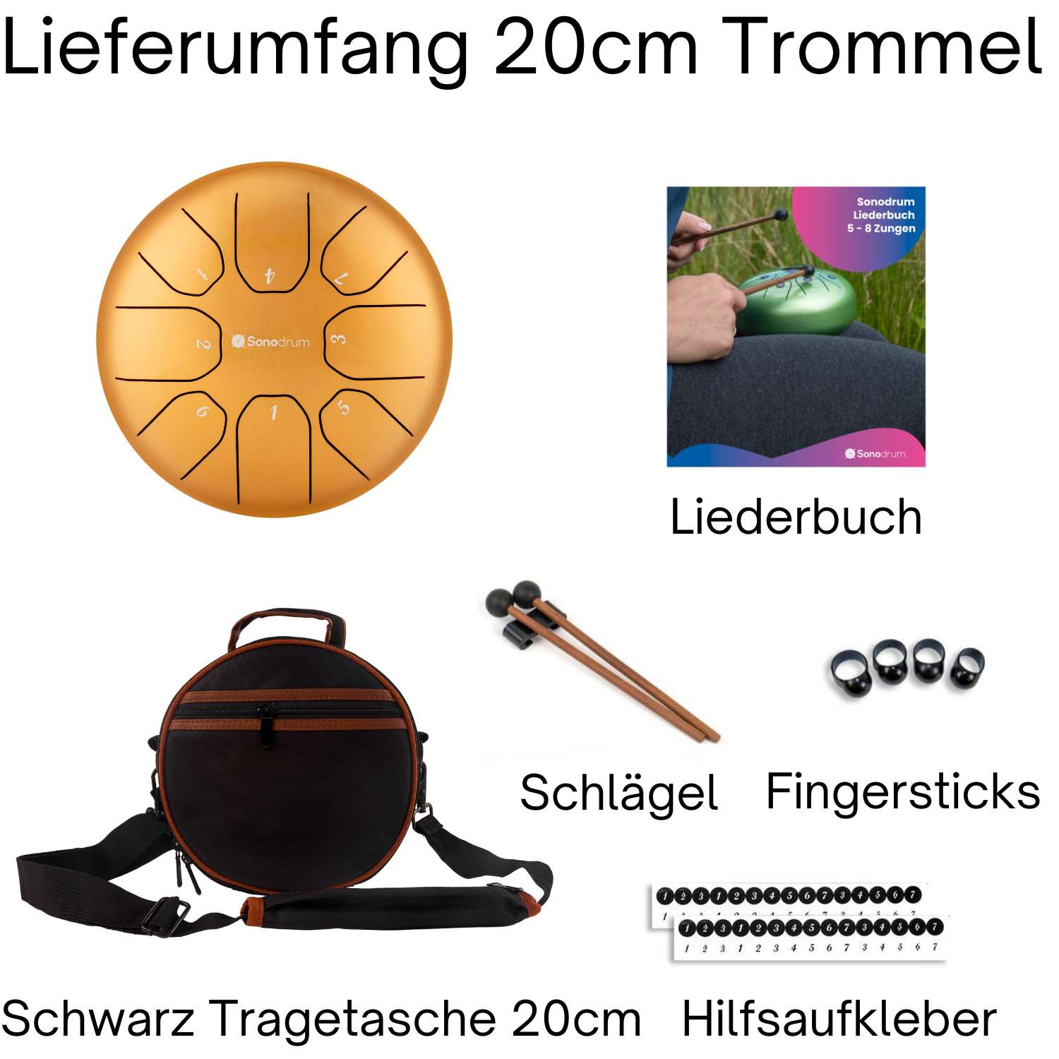 Sonodrum Zungentrommel - "Standard" - Handgefertigt - (14cm / 20cm) - 8 Zungen - C-Dur