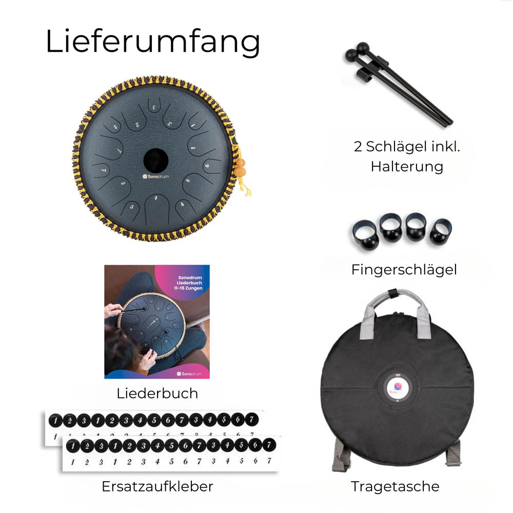 Sonodrum Zungentrommel - "Exclusive" - Handgefertigt - 38cm - 14 Zungen - C-Dur