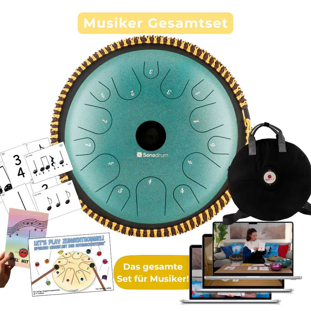 Sonodrum - Exclusive 14 Zungen Set - Let’s Play Zungentrommel, Notenschnutzies & Happy Beatz  - Floh im Ohr TV
