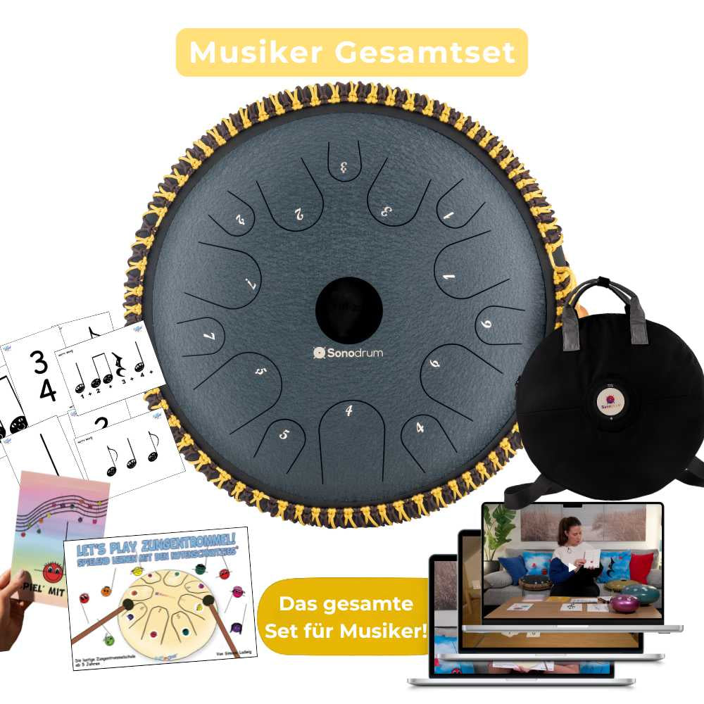 Sonodrum - Exclusive 14 Zungen Set - Let’s Play Zungentrommel, Notenschnutzies & Happy Beatz  - Floh im Ohr TV