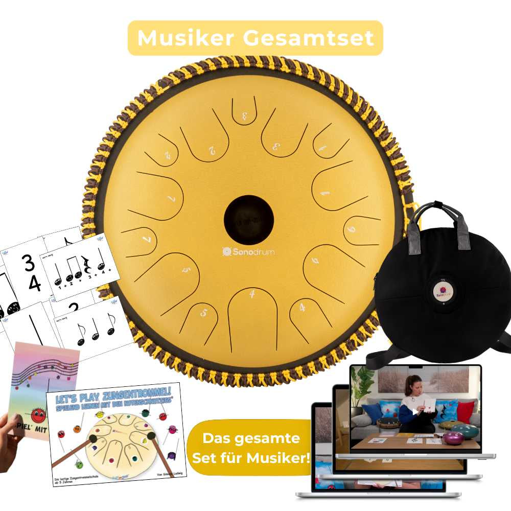 Sonodrum - Exclusive 14 Zungen Set - Let’s Play Zungentrommel, Notenschnutzies & Happy Beatz  - Floh im Ohr TV