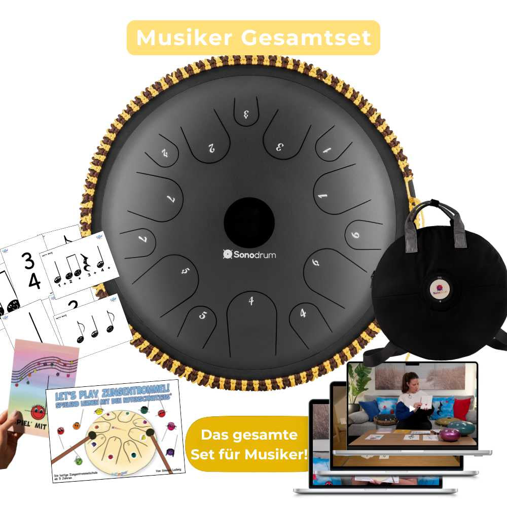 Sonodrum - Exclusive 14 Zungen Set - Let’s Play Zungentrommel, Notenschnutzies & Happy Beatz  - Floh im Ohr TV