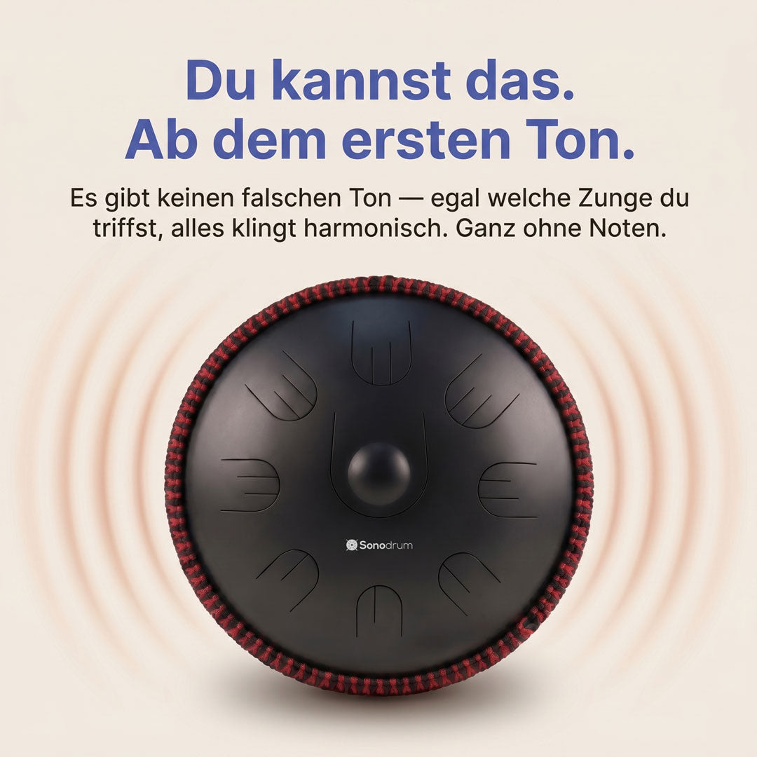 Sonodrum „Handpan Hybrid“ - handgefertigte Handpan-Alternative - 35,5cm - 9 Zungen - D-Kurd