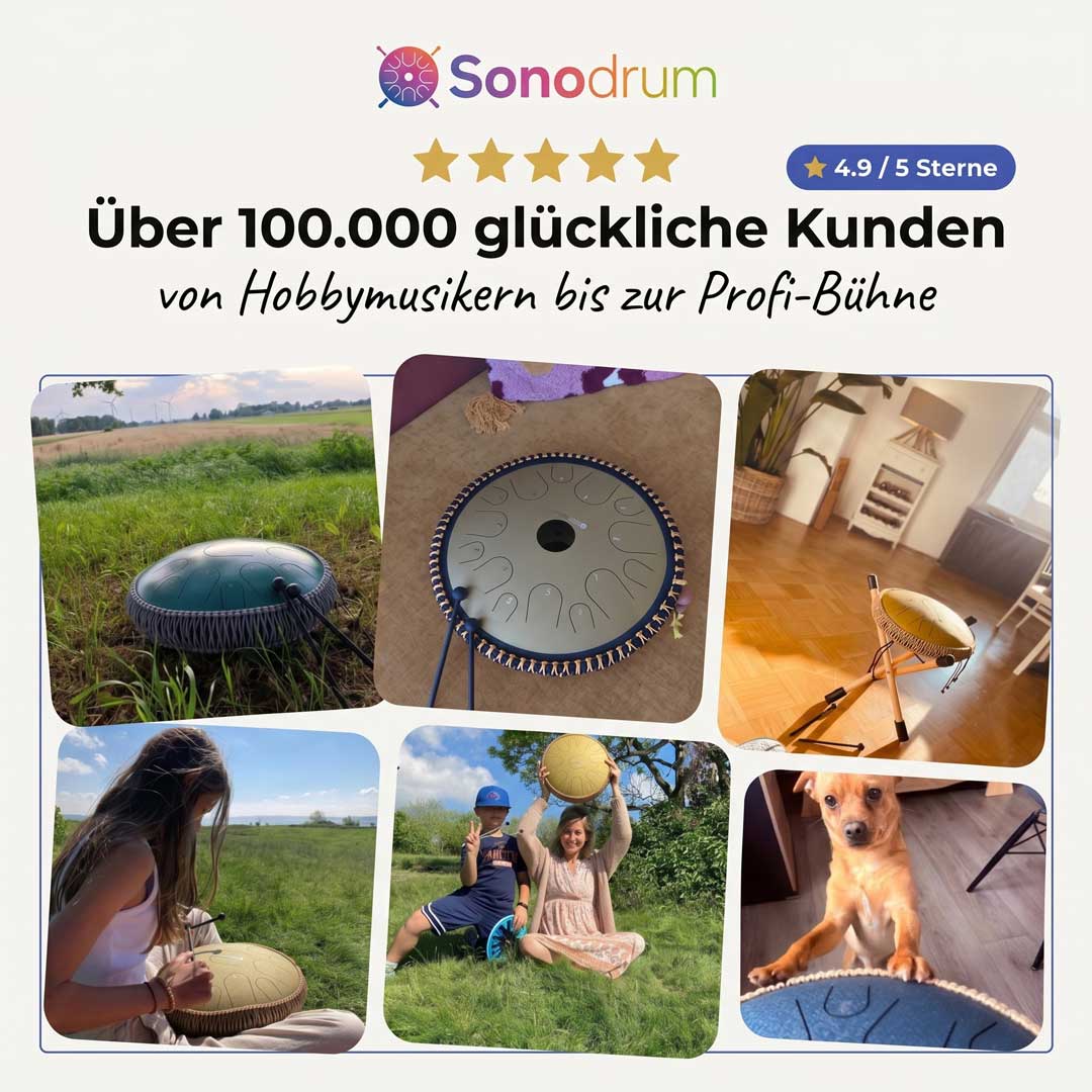(NEU) Sonodrum Zungentrommel - "Standard" - Handgefertigt - 30cm - 11 Zungen - C-Dur